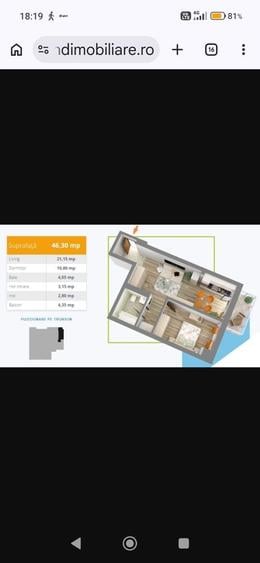 Apartament cu 2 camere semidecomandat în Nicolina