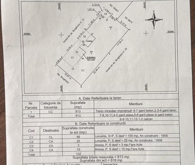 Teren Construcții intravilan de 813 mp, în Central