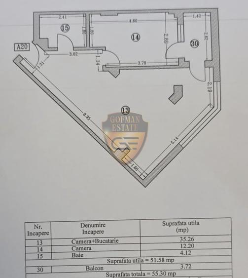 2 camere Mamaia Nord zona Zig Zag 55.3mp parcare et2 balcon 4mp centrala gaz A/C - 8