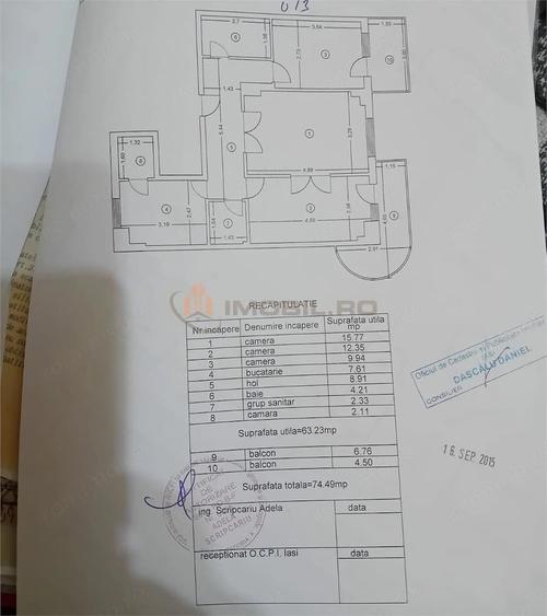 Apartament cu 3 camere decomandat în Gară