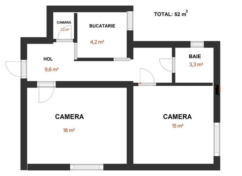 Apartament cu 2 camere decomandat, mobilat în 7 Noiembrie