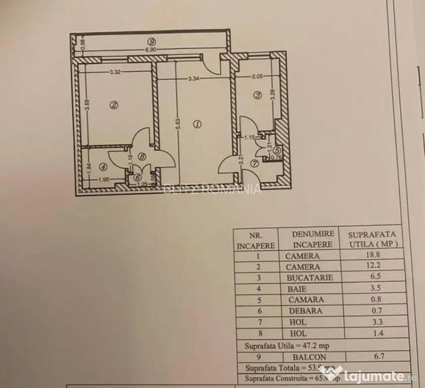 Apartament cu 2 camere, 47.20 mp, zona Nord - Colegiul Nichi - Ploiesti (Prahova)