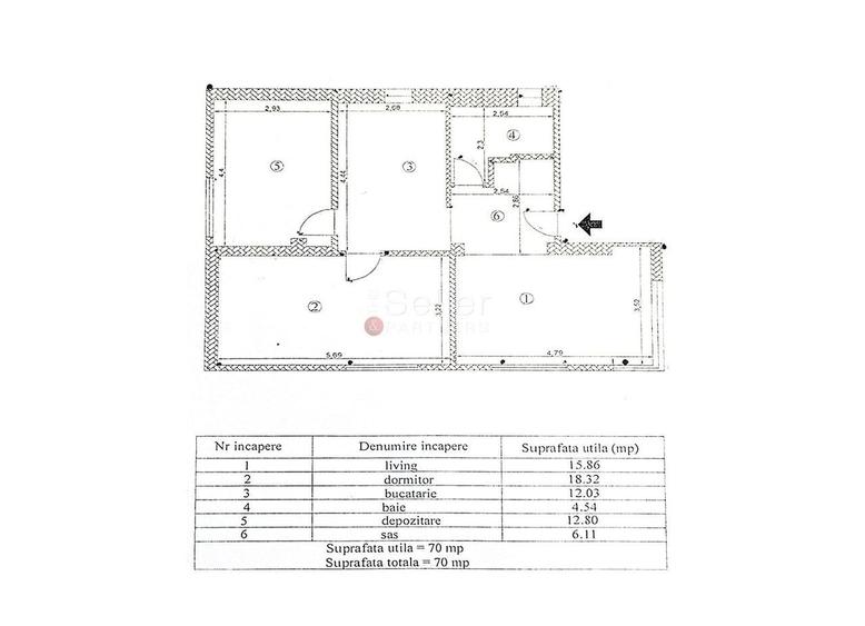 Apartament cu 3 camere în Central
