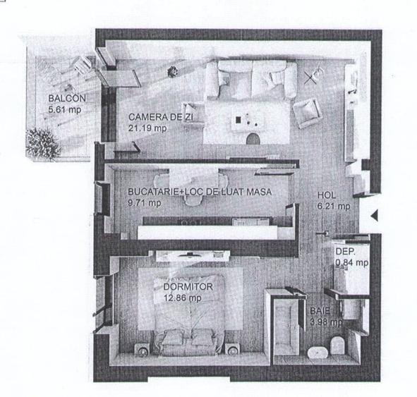 Apartament cu 2 camere decomandat, mobilat în Tineretului