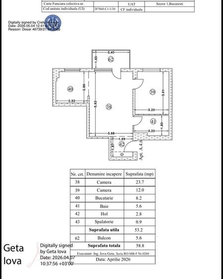 Apartament cu 2 camere în Sisești