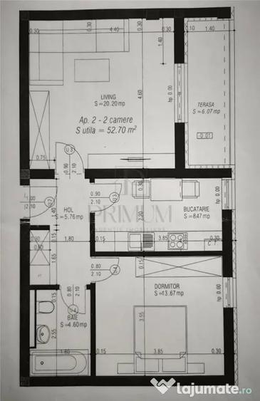 Apartament cu 2 camere decomandat în Braytim