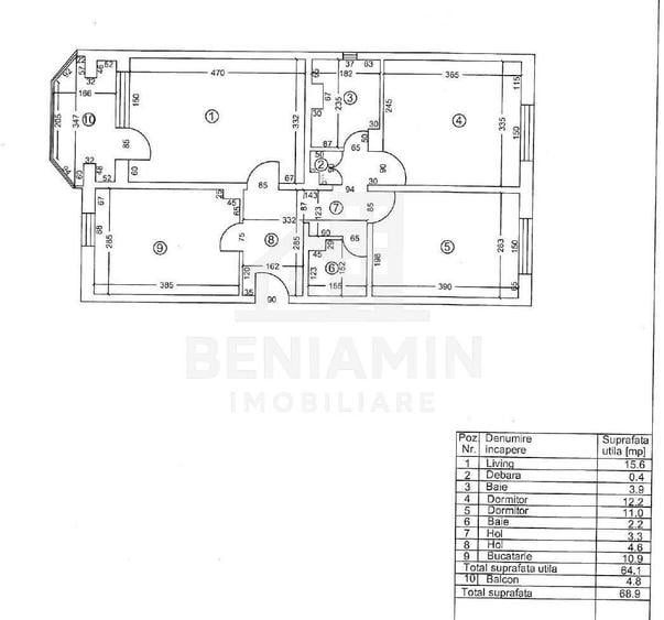 Apartament cu 3 camere decomandat în Central