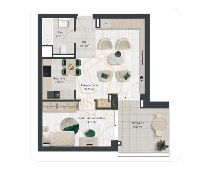 Apartament nou cu 2 camere terasa 9.25mp | Denya Forest - 8