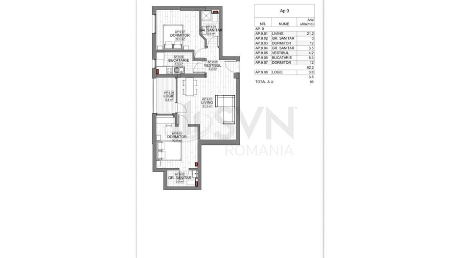Apartament cu 3 camere semidecomandat în Ștefan cel Mare