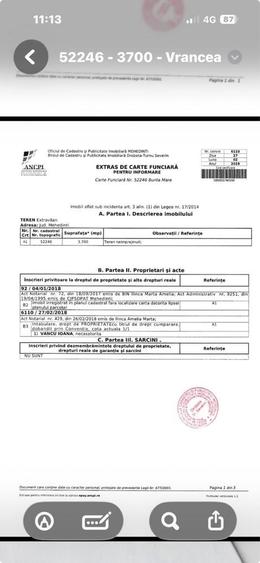 Teren de 3700 mp, în Vrancea