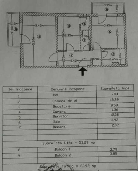 Apartament cu 2 camere decomandat în Popa Șapcă