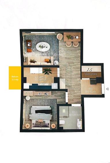 Apartament cu 2 camere decomandat în Valea Lupului