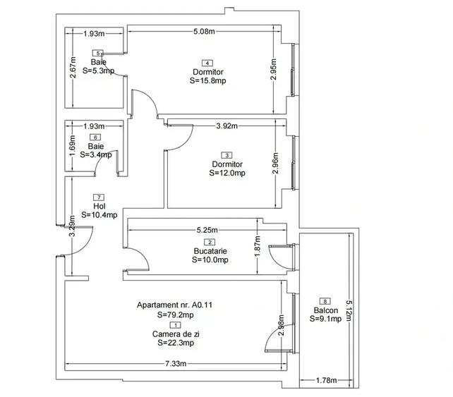 Apartament cu 3 camere decomandat în Theodor Pallady