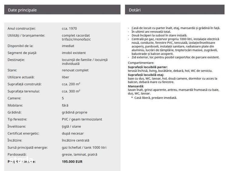 Casă cu 4 camere cu Teren 200 Mp în Ștrand