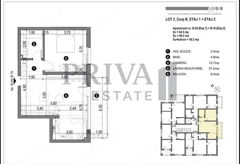 Apartament cu 2 camere decomandat în Freidorf