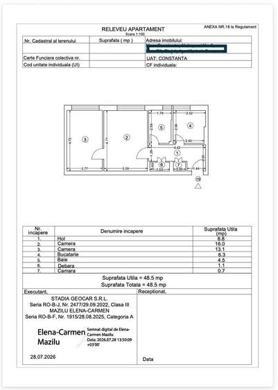 Apartament cu 2 camere semidecomandat în Central