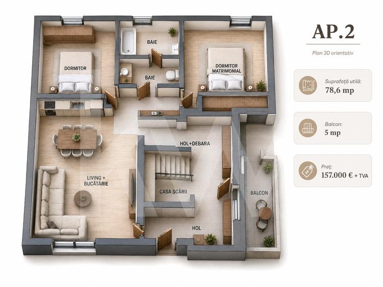 Apartament cu 3 camere decomandat în Arhitecților - Calea Cisnădiei