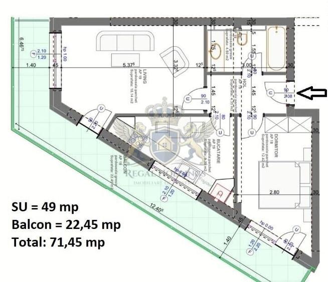 Apartament cu 2 camere decomandat, mobilat în Tractorul