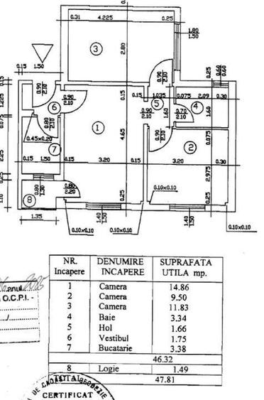 Apartament cu 3 camere semidecomandat, mobilat în Giurgiului
