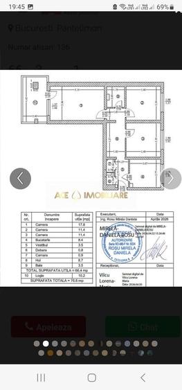 Apartament cu 3 camere decomandat, mobilat în Pantelimon