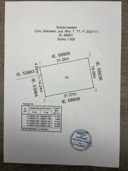 Teren Construcții intravilan de 696 mp, în Balotești