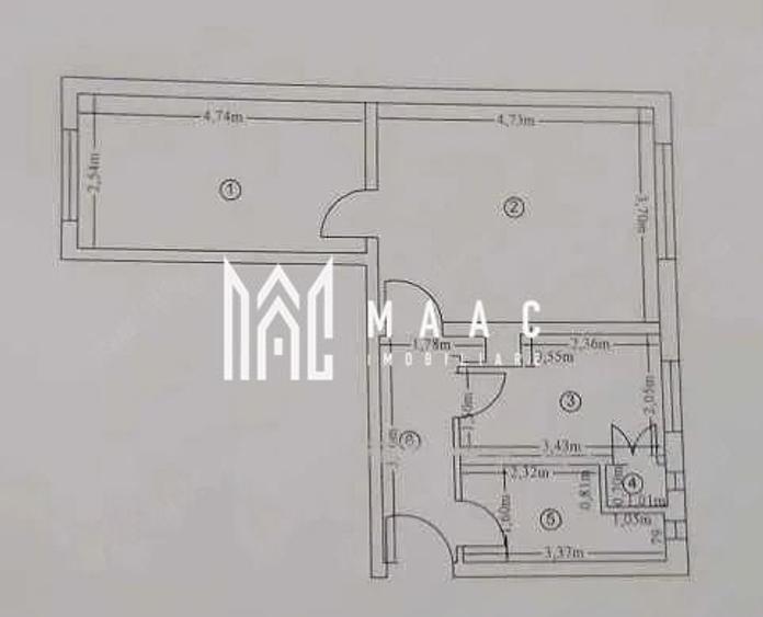 Apartament cu 2 camere semidecomandat, mobilat în Central