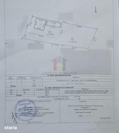 Casă cu 3 camere cu Teren 1150 Mp în Obor