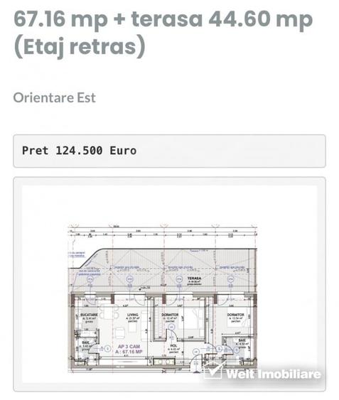 Apartament tip Penthouse + Terasa 44 MP,  Eroilor Floresti - 1