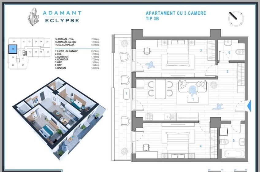 ADAMANT ECLYPSE | 3 camere openspace | 3B ~ 85mp, CUG-BRD Iasi - 8