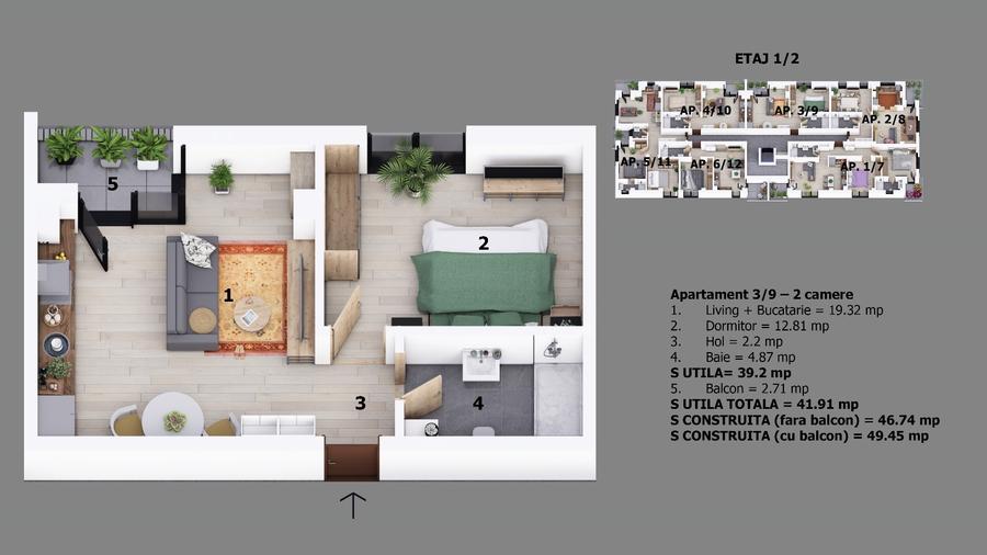 Apartament 2 camere | 23 August Lidl | Complex nou | Preturi promotionale | - 5