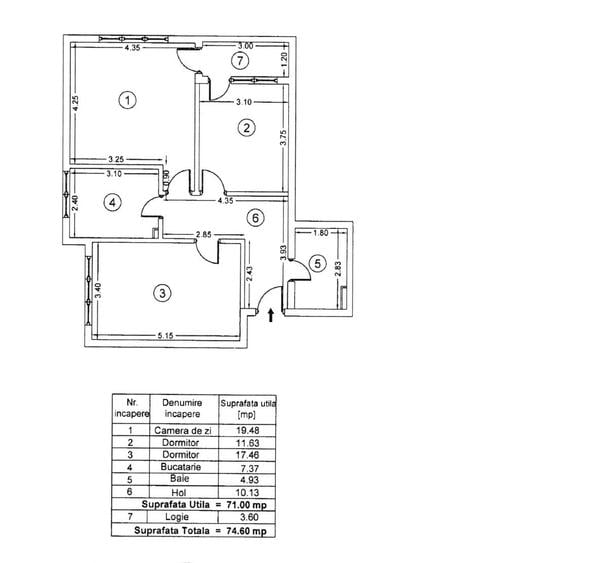 Apartament 3 camere, etaj 2, partial mobilat, 71mp - 9