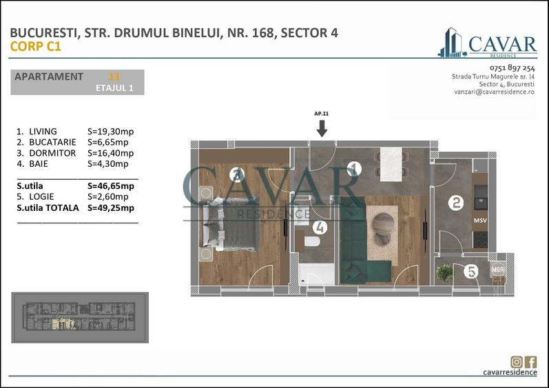 Apartament cu 2 camere decomandat, mobilat în Metalurgiei — fotografia 1