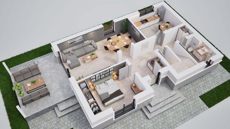 Locuință single 136 mp – compartimentare eficientă și design practic - 12