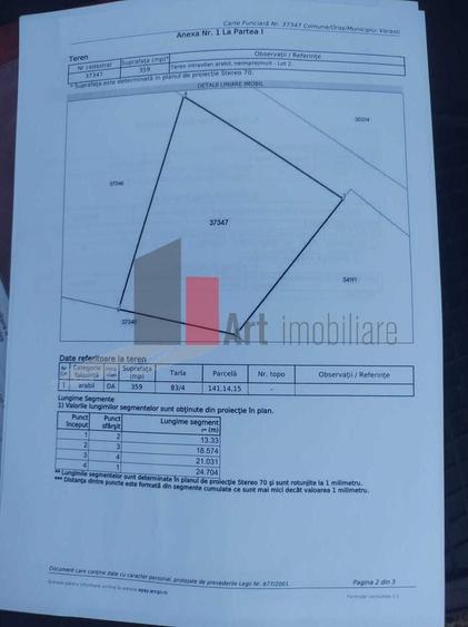 Teren agricol intravilan de 727 mp, în Dobreni