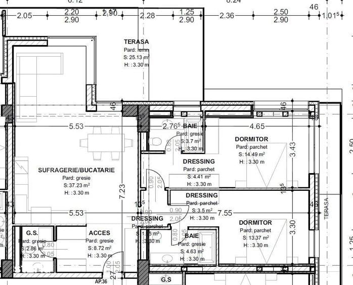 Apartament cu 3 camere în Central