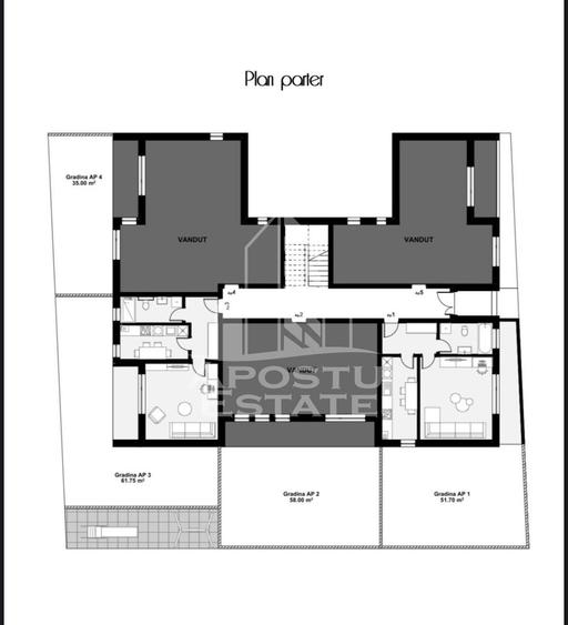 Apartament cu o camera, decomandat, gradina de 62 mp, zona Planetelor - 2