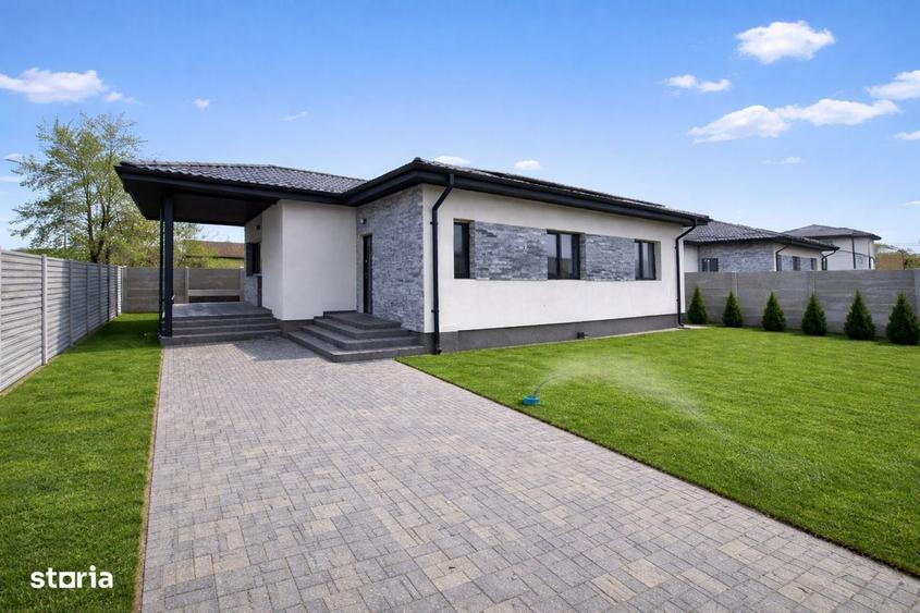 Casa PARTER 129m2, panouri solare, placa beton, DOMNESTI , Comision 0 - 3