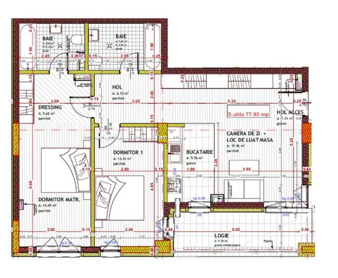 Apartament cu 3 camere semidecomandat în Florești