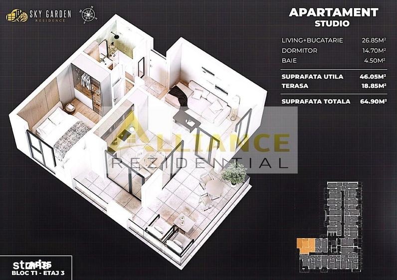 Apartament cu 2 camere decomandat în Cățelu