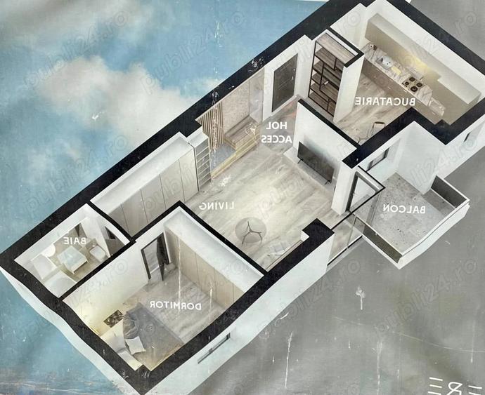 Apartament cu 2 camere decomandat în Central
