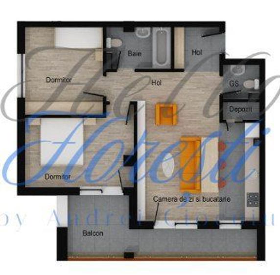 Apartament de 3 camere, 64,24 mp utili, 12,80 balcon, Muzeul Apei - 3