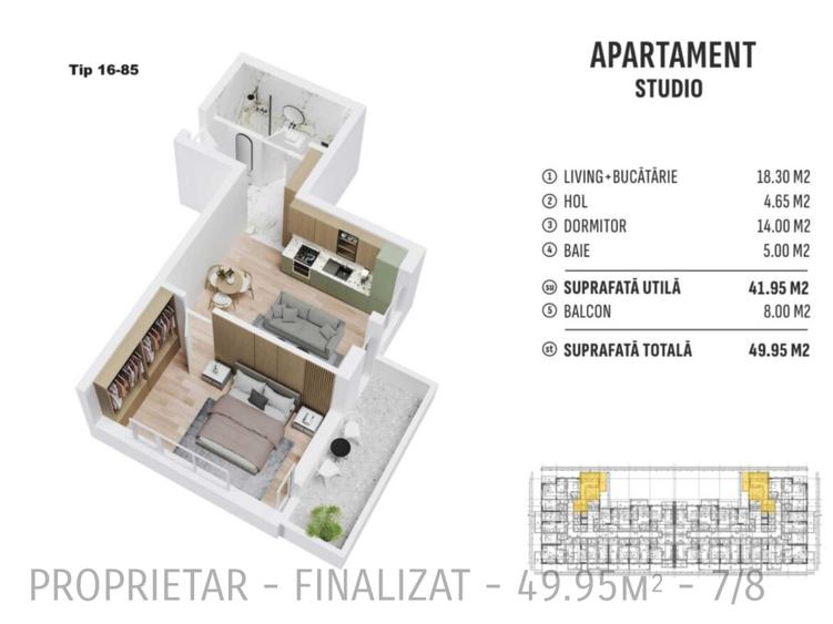 Apartament cu 2 camere semidecomandat în Central