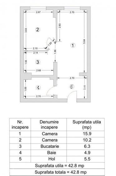 Apartament cu 2 camere în Ștefan cel Mare