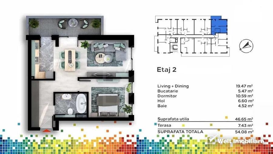 Apartament semifinisat in bloc nou, parcare subterana, IRIS - 3