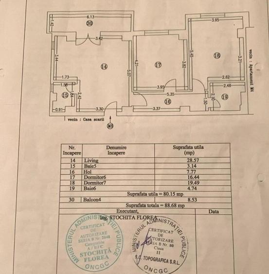 Apartament cu 3 camere, mobilat în Central