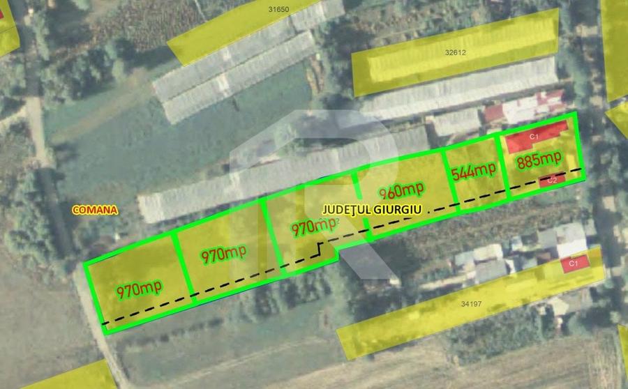 Comana, Falastoaca - terenuri intravilane de vanzare 970mp, COMISION 0 - 3