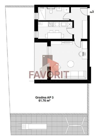 Gradina proprie de 62 mp. Decomandat. 40 mp utili - 9