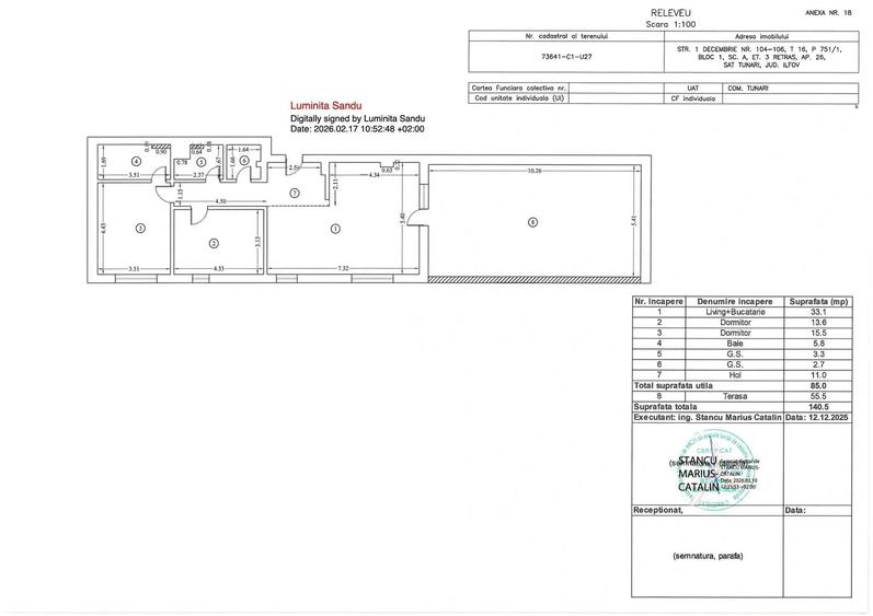 Apartament cu 3 camere în Central
