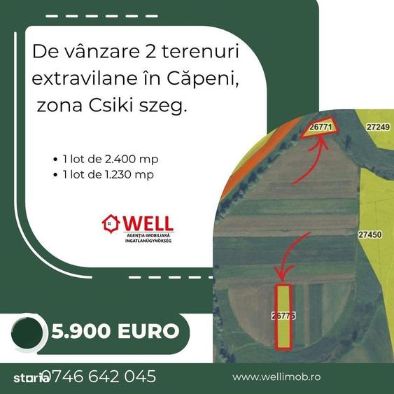 De vanzare 2 terenuri extravilane in Capeni, zona Csiki szeg - 1