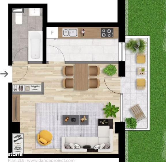 Apartament 1 CAM, SU 37.31 MP, 1 BALCON, zona INTRE LACURI - 1